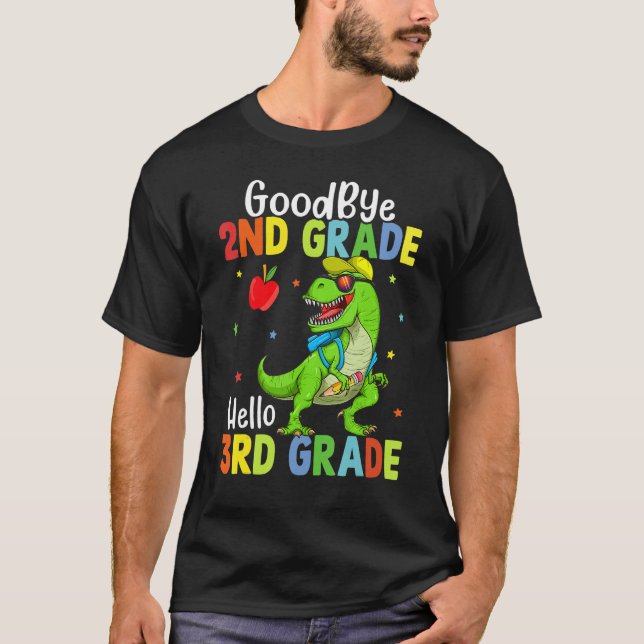Goodbye 2nd Grade Hello 3rd Grade Dinosaur Kids Bo T Shirt (Framsida)