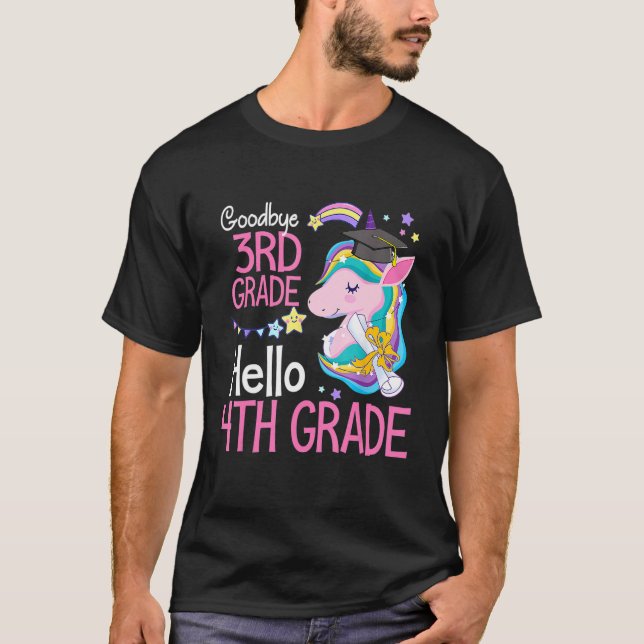 Goodbye 3rd Grade Hello 4th Grade Cute Unicorn Gir T Shirt (Framsida)