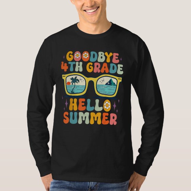 Goodbye 4th Grade Hello Summer Groovy Teacher Girl T Shirt (Framsida)