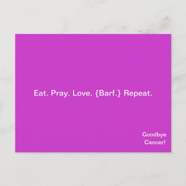 GOODBYE CANCER! Vykort från April McCallum (Framsida)