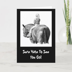 GOODBYE CARD: GIRL: HORSE: PENCIL ART KORT