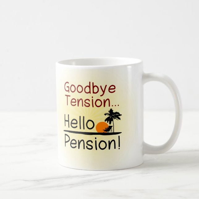 Goodbye pensionerar spänning, hej rolig pension kaffemugg (Höger)