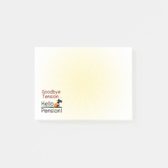 Goodbye pensionerar spänning, hej rolig pension post-it block (Framsida)