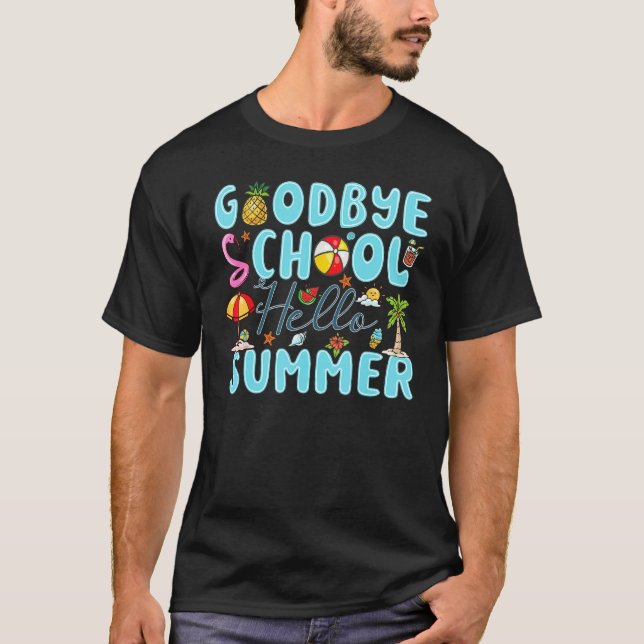 Goodbye School Hello Summer Last Day of School Kid T Shirt (Framsida)