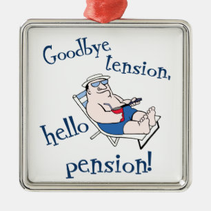 GOODBYE SPÄNNING, HEJPENSION! PENSIONGÅVA JULGRANSPRYDNAD METALL