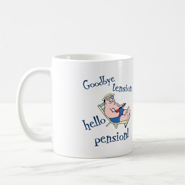 GOODBYE SPÄNNING, HEJPENSION! PENSIONGÅVA KAFFEMUGG (Vänster)