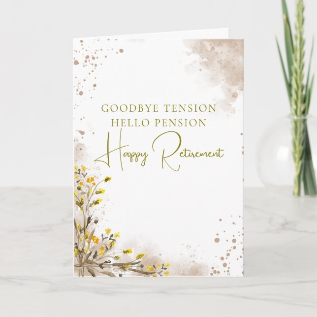 Goodbye Tension Hello Pension Elegant Retirement  Kort (Framsida)