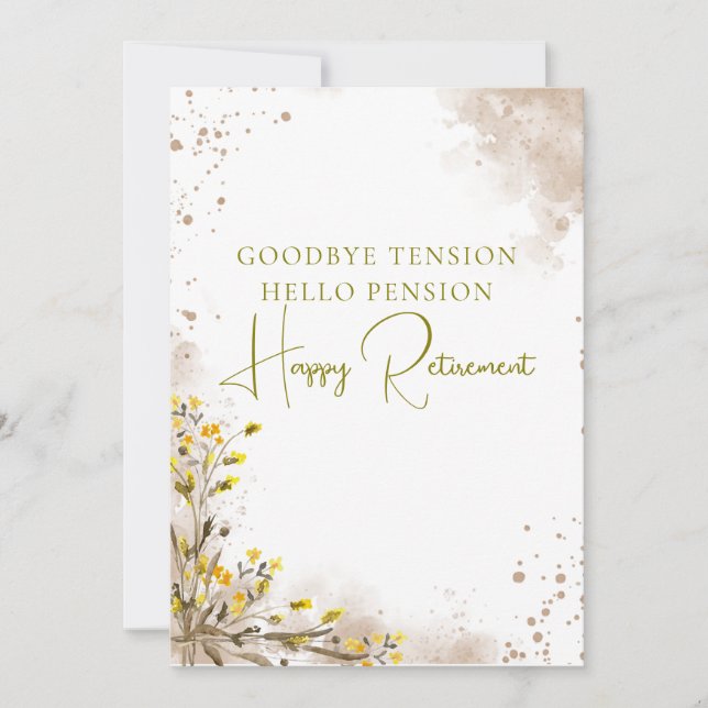 Goodbye Tension Hello Pension Elegant Retirement  Kort (Framsida)