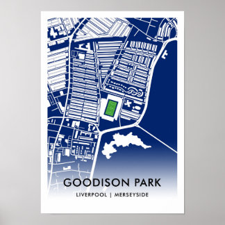 Goodison Park Stadium Karta - Everton FC:s hem Poster
