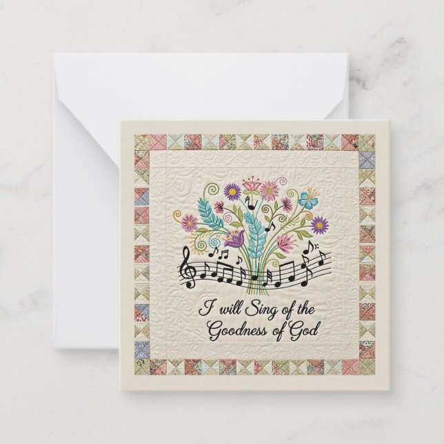 Goodness of God quilted look floral music Anteckningskort (Framsida)