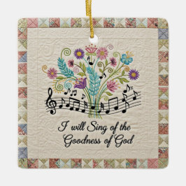 Goodness of God quilted look floral music Julgransprydnad Keramik