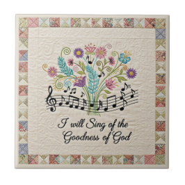 Goodness of God quilted look floral music Kakelplatta