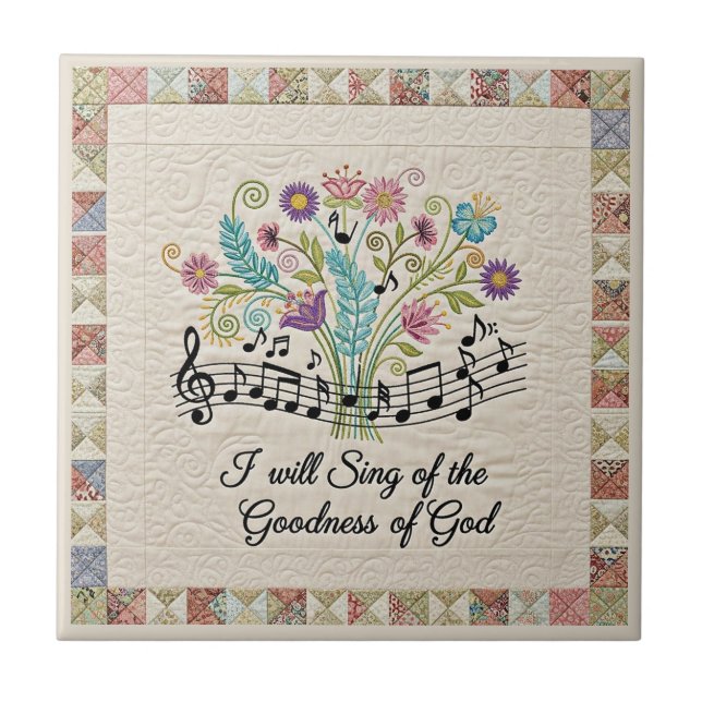 Goodness of God quilted look floral music Kakelplatta (Framsidan)