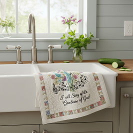 Goodness of God quilted look floral music Kökshandduk