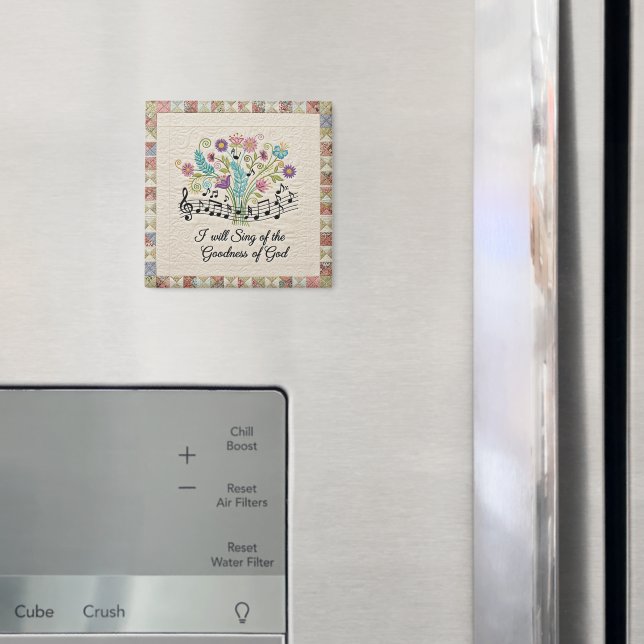 Goodness of God quilted look floral music Magnet (In Situ (Fridge))