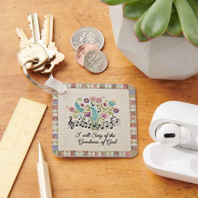 Goodness of God quilted look floral music Nyckelring (Skrivbord)