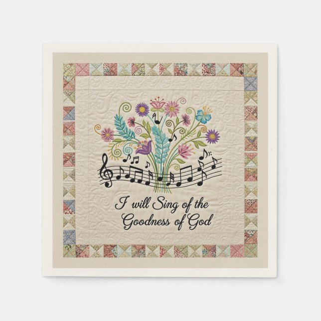 Goodness of God quilted look floral music Pappersservett (Framsidan)