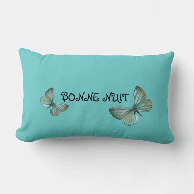 Goodnight fjärilsdekorativ kudde (Framsida)