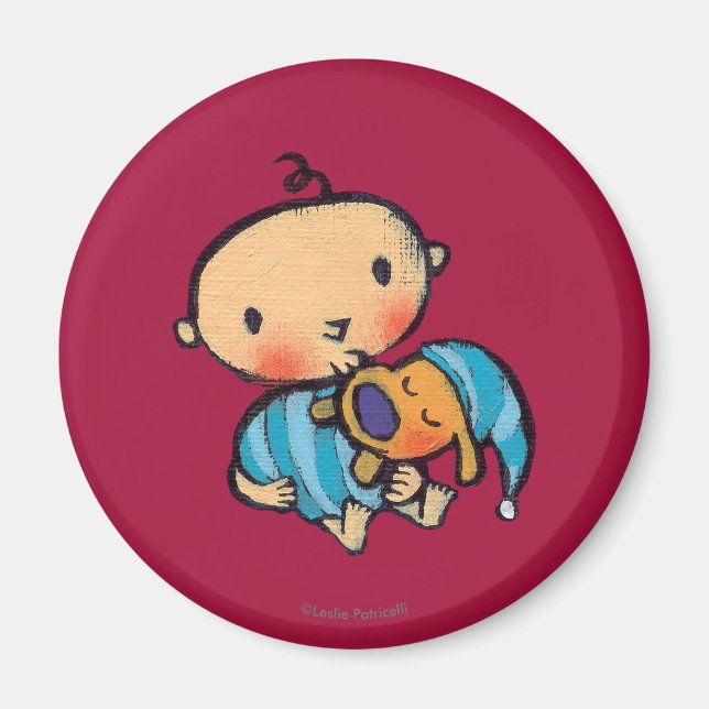 Goodnight Kisses Adsible Puppy in Blue Pajamas Magnet (Framsidan)