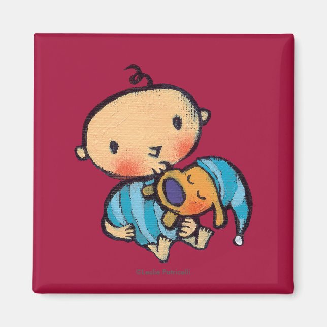 Goodnight Kisses Adsible Puppy in Blue Pajamas Magnet (Framsidan)