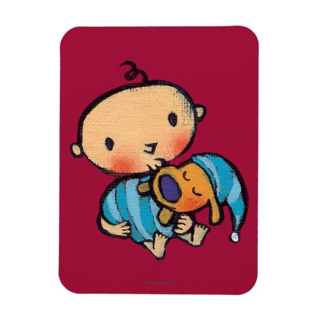 Goodnight Kisses Adsible Puppy in Blue Pajamas Magnet (Vertikal)