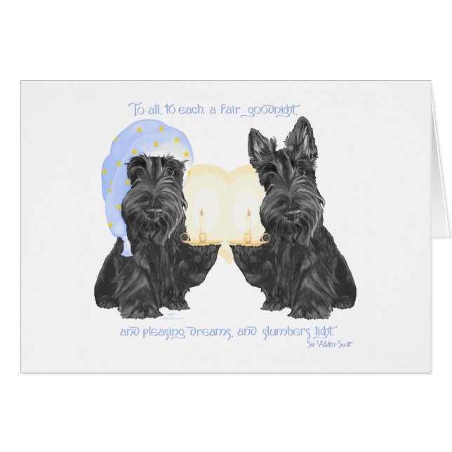 Goodnight Scotties Hälsningskort (Framsidan Horizontal)