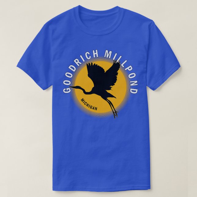 Goodrich Millpond i Michigan Heron Sunrise T Shirt (Design framsida)