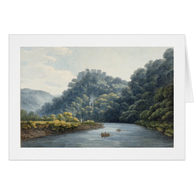 Goodrich slott på wyen (w/c, skriva & bläck, krita hälsningskort (Framsidan Horizontal)