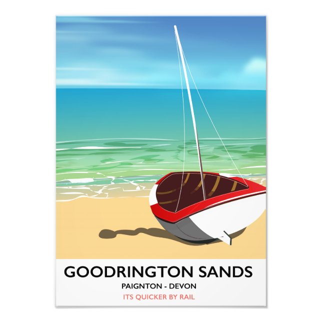 Goodrington Sands Devon vintage resemaffisch Fototryck (Framsidan)