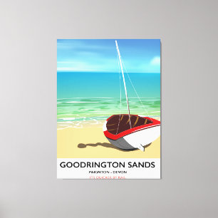 Goodrington Sands Devon vintage resor poster Canvastryck