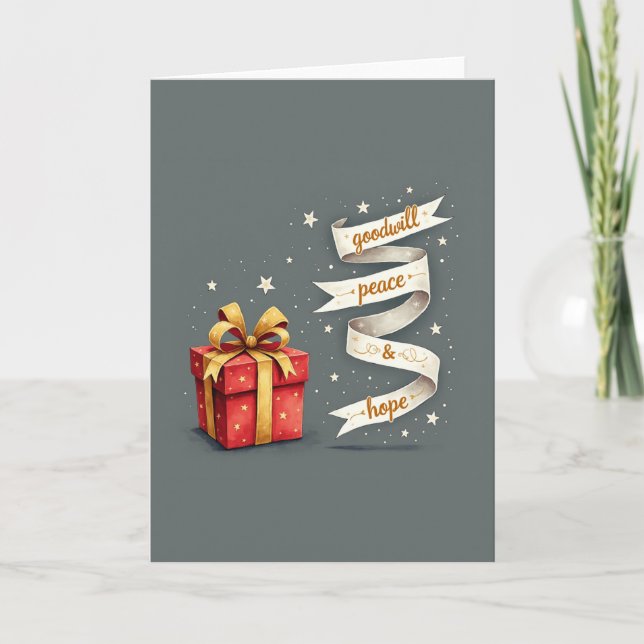 Goodwill Peace Hope Gift Helgdag Card Kort (Framsida)
