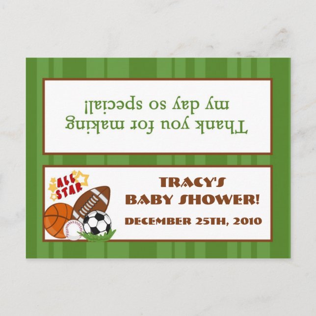 Goody Bag Topper All-Star Grönt Inbjudan Vykort (Framsida)