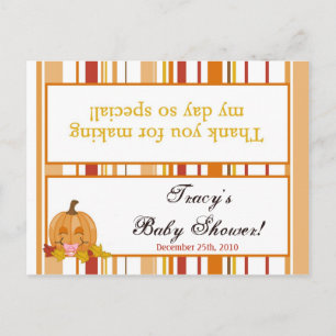 Goody Bag Topper Autumn Fall Pumpkin Baby Rosa Inbjudan Vykort