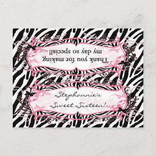 Goody Bag Topper Girly Butterfly Zebra tryck Patte Vykort