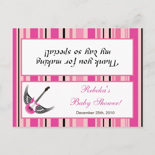 Goody Bag Topper Girly Girl Rosa Punk Sten Guitar Inbjudan Vykort (Framsida)