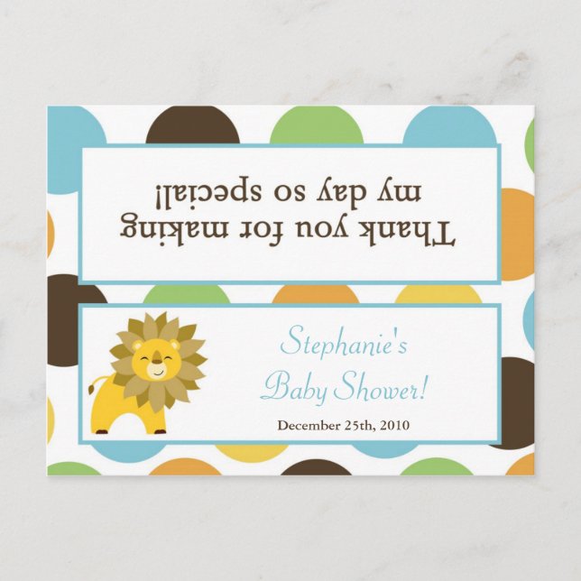 Goody Bag Topper Jungle Kung Lejon Safari Animal Inbjudan Vykort (Framsida)