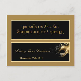 Goody Bag Topper Mis XV Guld Black Party Inbjudan Vykort