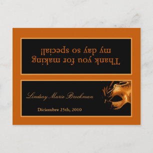 Goody Bag Topper Mis XV Orange Black Party Inbjudan Vykort