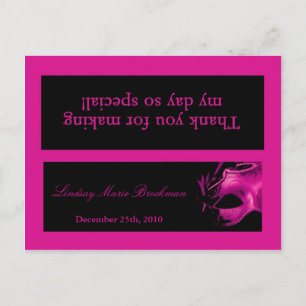 Goody Bag Topper Sweet 16 Shock rosa Black Party Inbjudan Vykort
