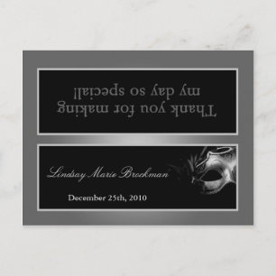 Goody Bag Topper Sweet 16 Silver Black Party Inbjudan Vykort