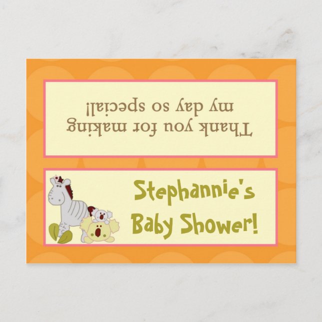 Goody Bag Topper Tropical Slå Girl Jungle Elepha Inbjudan Vykort (Framsida)