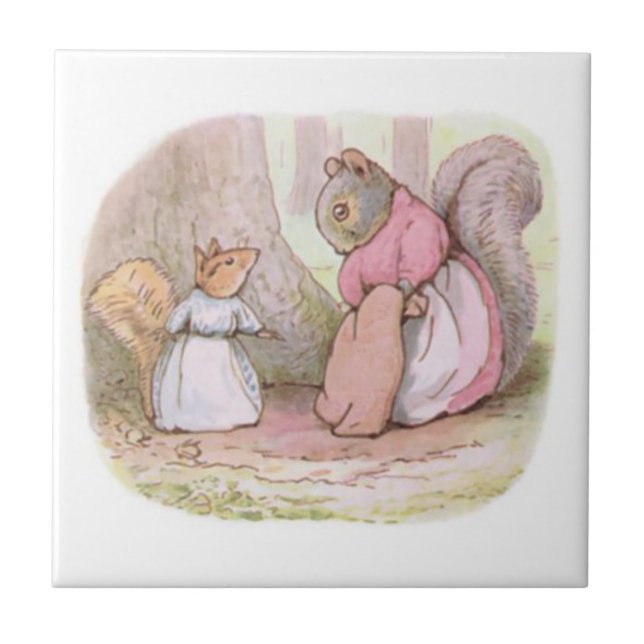 Goody och Hackee (Squirrels) (Beatrix-Potterna) Kakelplatta (Framsidan)