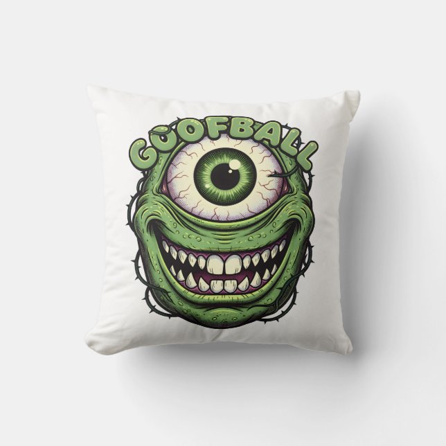 Goofball Monster Eye – Funny Creepy One-Eyed Carto Kudde (Framsida)