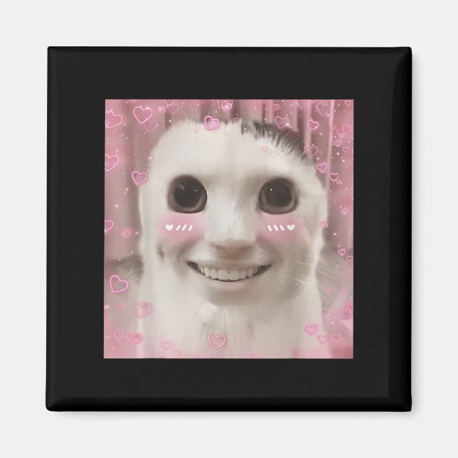 Goofy Ahh Cat Meme Dank Cursed Weirdcore Cringey B Magnet (Framsidan)