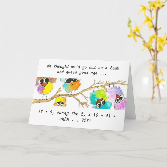 Goofy Birds och Math Birthday Card Kort (Gul blomma)