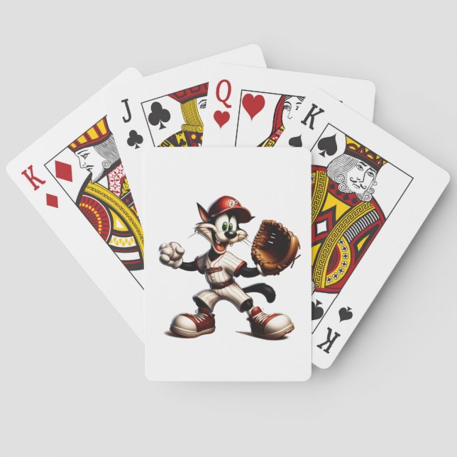 Goofy Cat Baseball Pitcher-Vind upp Casinokort (Baksidan)
