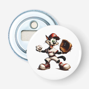 Goofy Cat Baseball Pitcher-Vind upp Flasköppnare