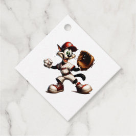 Goofy Cat Baseball Pitcher-Vind upp Gåvor Etiketter