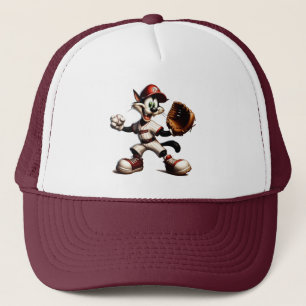 Goofy Cat Baseball Pitcher-Vind upp Keps