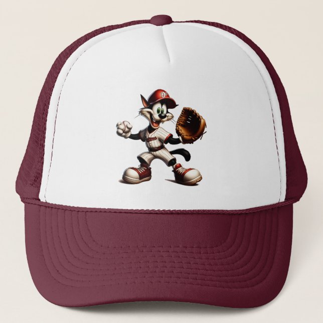 Goofy Cat Baseball Pitcher-Vind upp Keps (Framsida)